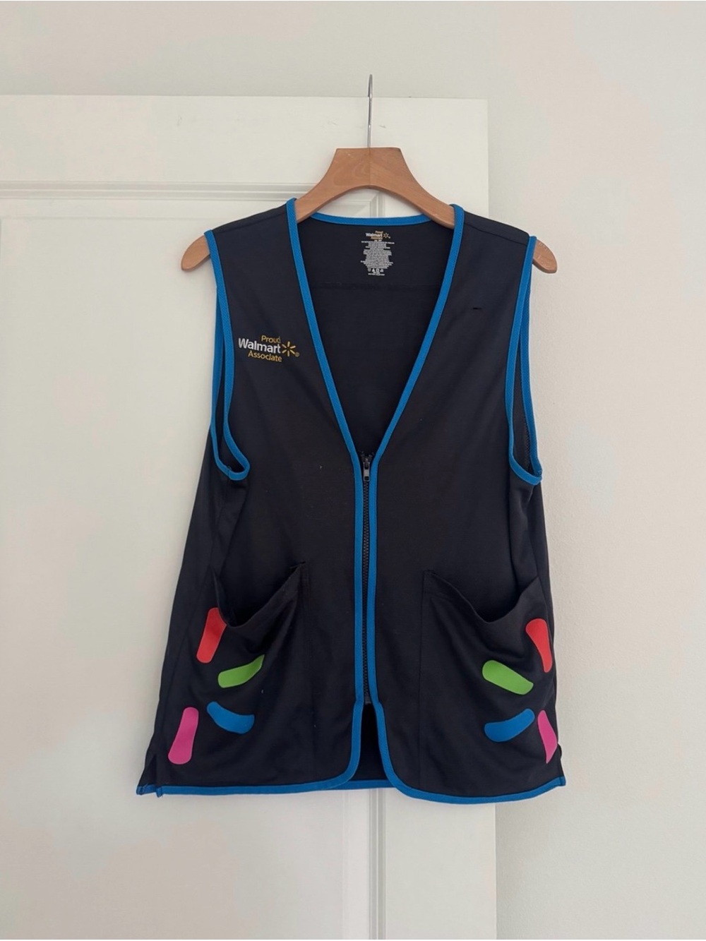 Walmart Proud Associate Adult Blue Zip Pockets Employee Work Vest Size SMALL